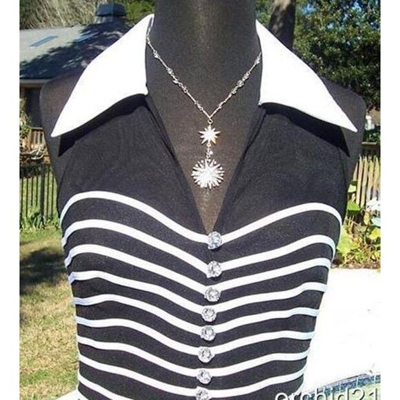 Cache Sheer Mesh OTTOMAN Event Top New Size 4/6 S Black White NWT $158 - Picture 6 of 9